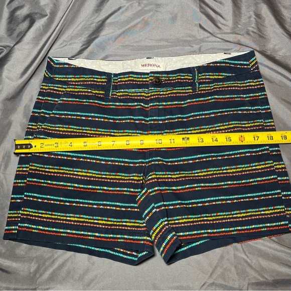 Merona Women’s Navy Red Teal Striped Chino Shorts, size 6, colorful - Picture 7 of 12